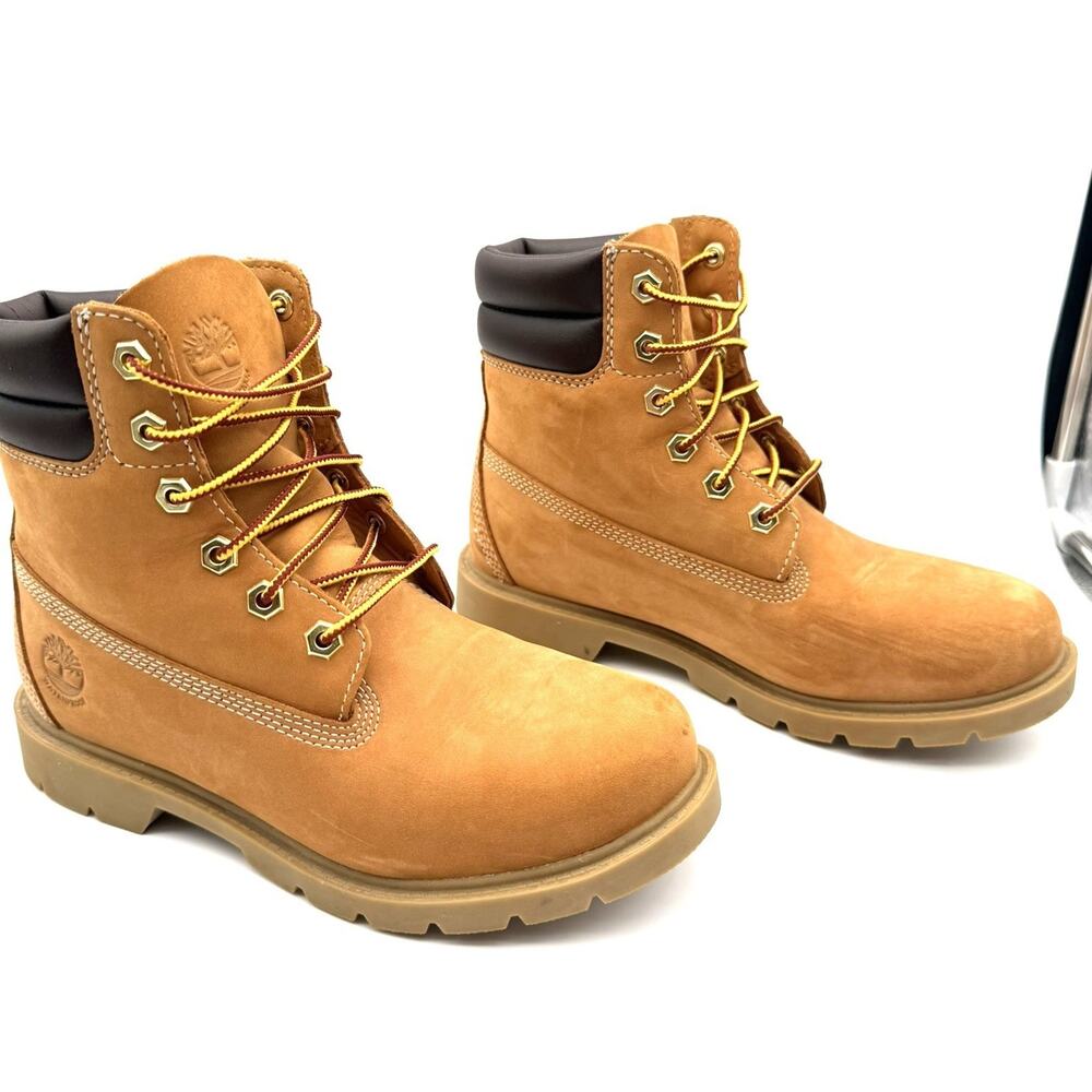 Timberland Linden Woods Womens 7 M Wheat Waterproof Leather Boots A161G EUC